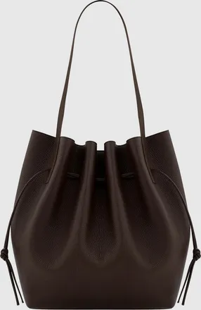 Yuzefi Sac Scallop Tote Cuir Grain&eacute; Espresso
