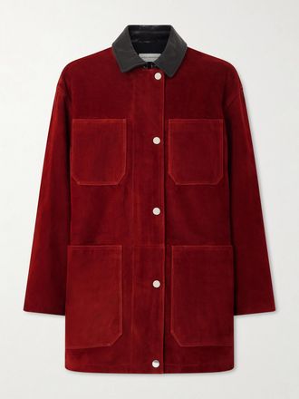 Nour Hammour Giacca In Camoscio Con Finiture In Pelle Barn - Rosso