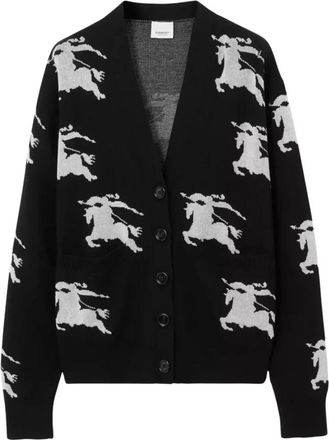 Burberry Ekd Jacquard Cardigan - Dames - Vesten - Zwart - M - Truien & Vesten
