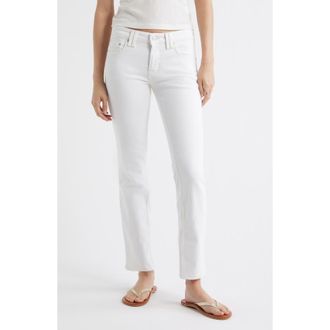 Free People Oracle Low Rise Slim Straight Leg Jeans in Optic White at Nordstrom, Size 24