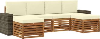 vidaXL Conjunto De Sof&aacute;s De Exterior 6 Uds. Natural Y Crema Vidaxl