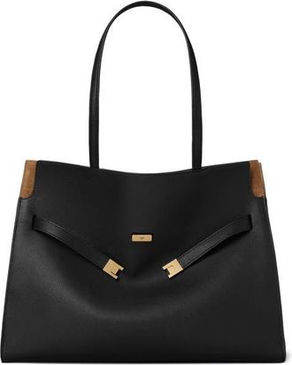 Tory Burch Lee Radziwill Leather Tote in Black at Nordstrom