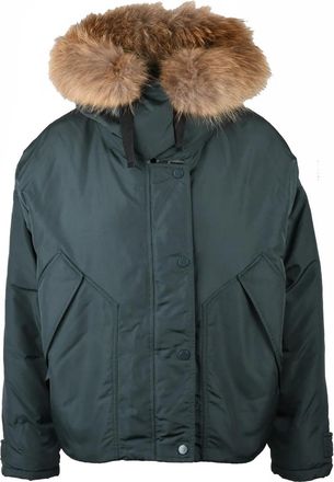 Bomboogie Bomboogie Bomber Coat with Removable Fur Trim