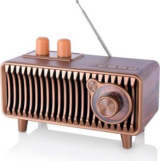 No Brand Altavoz, Radio Bluetooth Madera Nogal, Radio Fm Giratoria Altavoz Inal&aacute;mbrico Port&aacute;til Reproductor M&uacute;sica Usb/tarjeta Tf/entrada Auxiliar Nogal)