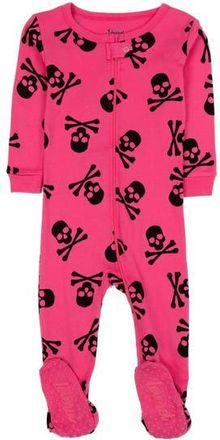 Leveret Kids Footed Cotton Halloween Matching Family Pajamas, Fun Prints in Pink Skulls at Nordstrom, Size 2T
