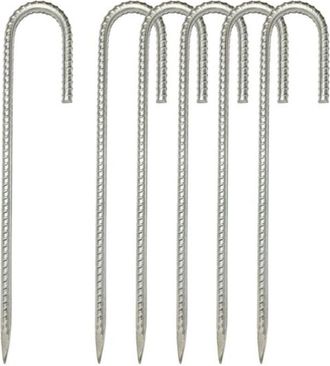 OEM Piquet De Terre - Acier Galvanis&eacute; - 30 Cm - Crochet En J - Pour Sols Durs - Lot De 6