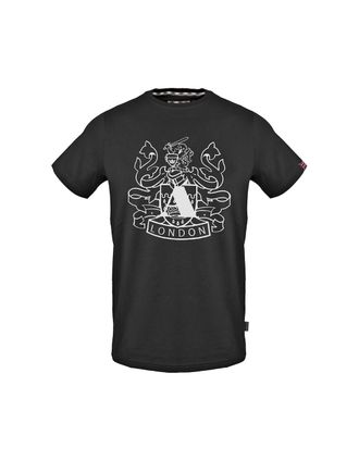 Aquascutum Mens Aquascutum Large Shield Aldis Logo Black T Shirt - Size: 38
