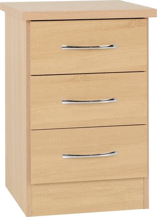 Seconique NEVADA 3 DRAWER BEDSIDE - SONOMA OAK EFFECT - SONOMA OAK EFFECT - SECONIQUE | TJ Hughes