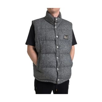 Dolce & Gabbana Elegant Chevron Knit Wool Blend Vest Jacket - male - Dolce & Gabbana - Waistcoats - Gray - 3XL - Jackets