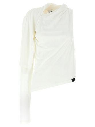 Courr&egrave;ges Womens Asymetrique Off The Shoulder T-Shirt