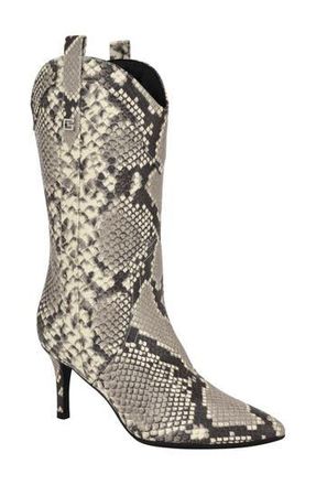 Guess Wurlie Snakeskin Embossed Western Boot in Black/White at Nordstrom Rack, Size 6.5
