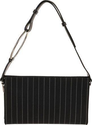 Dondup Pinstriped Virgin Wool-Blend Ring Accent Clutch