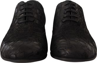 Dolce & Gabbana Black Caiman Leather Mens Oxford Shoes