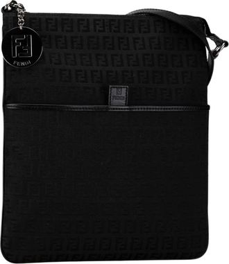 Fendi Pre-owned Zucchino Canvas Crossbody - Dames - Vintage Schoudertas - Zwart - ONE Size - Leer - Vintage