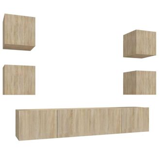 Berkfield Home 6 Piece TV Cabinet Set Sonoma Oak Engineered Wood in Light Brown