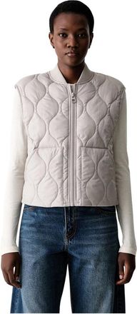 Marc O'Polo Gevulde Vest - Dames - Bodywarmers - Wit - XS - Leer - Jassen