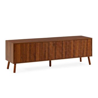 HOMN Mueble tv 4 puertas efecto Nogal