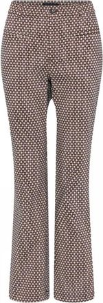 C.Ro Grafische Print Flared Broek - Dames - Straight fit broeken - Bruin - L - Broeken