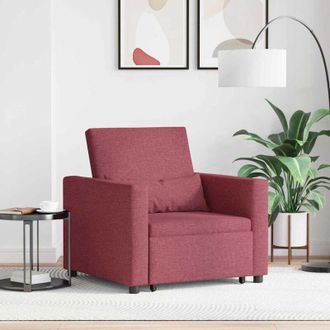 vidaXL Divano Letto Singolo Rosso vino 90 x 165 x 87 cm Tessuto - Vidaxl