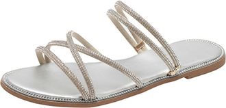 Generic cfpqv Sandals Womens Summer Comfortable Beach Sandal Lightweight Flat Slippers Slides Non-Slip Slippers Sandals Slippers Roman Sandals Strap Sandals S