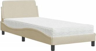 vidaXL Cama con colchón tela color crema 90x190 cm Vidaxl