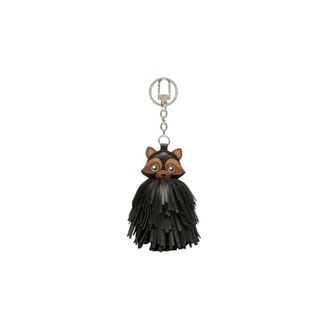 Max Mara Accessoires, Dames, Zwart, ONE Size, Leer, Gigante Raccoon Sleutelhanger