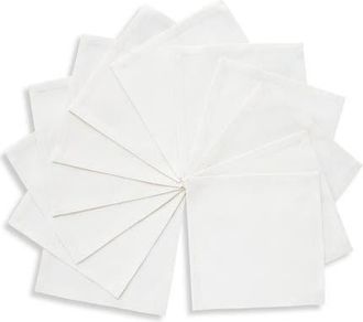 Solino Home Cotton Linen Plain Cocktail Napkins Set of 12, 6 x 6 - Dru in White at Nordstrom