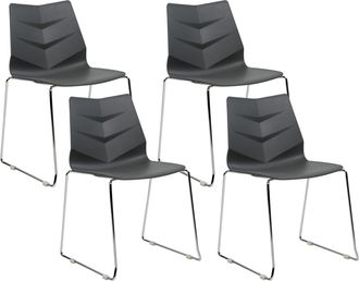 Beliani Beliani - Conjunto De 4 Sillas Patas De Acero Pl&aacute;stico Apilables Tapas Sin Reposabrazos Sillas De Conferencia Dise&ntilde;o Escandinavo Moderno Comedor Gris 