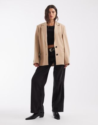 Asos blazer sartoriale dalla vestibilit&agrave; ampia color sabbia-Neutro