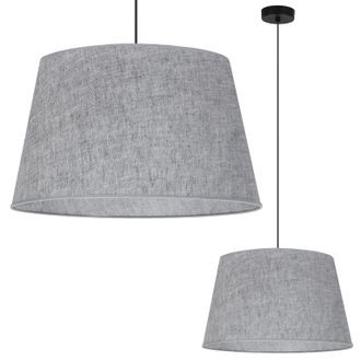OEM L&aacute;mpara Colgante, Cono De Lino, Negro, 1 Plana, Pantalla Gris L04 44cm
