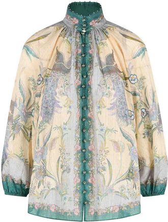 Zimmermann indra billow cream cotton blend blouse