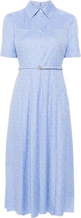 Gucci GG Supreme-print midi dress - women - Cotton/Calf Leather - 36 - Blue