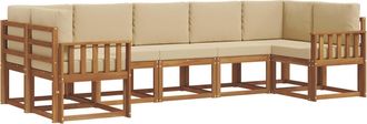 vidaXL Conjunto De Sof&aacute;s De Exterior 7 Uds. Natural Y Beige Vidaxl
