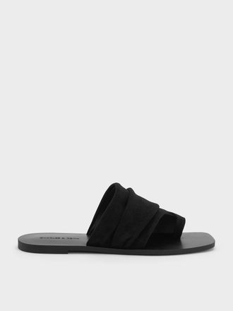 Charles & Keith Faux Suede Ruched Toe-Ring Sandals