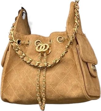 Generic Large Capacity Womens Bucket Bag Commuter Shoulder Crossbody Casual Style Polyester Material Drawstring Closure(G)