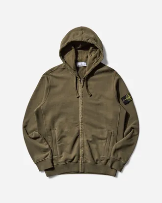 Stone Island Men s Garment Dyed Zip Hoodie Green