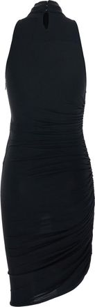 Jacquemus Womens Black Dress With High Neck And Ruffle Details Viscose