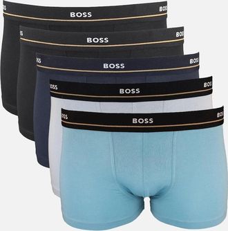 HUGO BOSS Mens BOSS 5-Pack Essential Boxer Trunks, Black and Blues - Size: 32/33/32