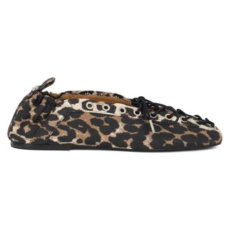 Ganni Ballerinas, female, Beige, Size: 11 US Lace-Up Ballerinas