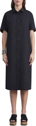 Lafayette 148 New York Short Sleeve Button-Up Poplin Shirtdress in Black at Nordstrom Rack, Size X-Small/small
