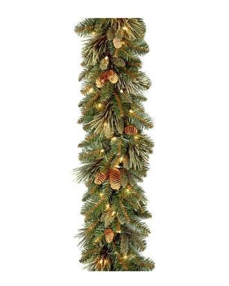 National Tree Company 9Ft Carolina Pine Garland With 100 Battery Operated Led Lights