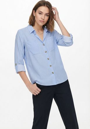 Only Hemdbluse ONLY ONLYASMIN SHIRT L/S WVN NOOS, Damen, Gr. XL (42), serenity stripes:silva, Web, Obermaterial: 100% Viskose, gestreift, loose fit h&uuml;ftbed
