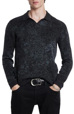 John Varvatos Oliver Organic Cotton Jacquard Sweater in Charcoal Heather at Nordstrom Rack, Size Medium