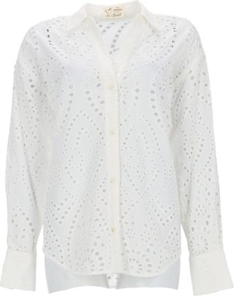MC2 Saint Barth White Eyelet Embroidery Cotton Shirt