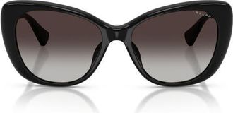 Ralph Lauren RA5329U 56mm Gradient Butterfly Sunglasses in Shiny Black/grey Gradient at Nordstrom