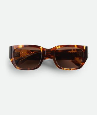 Bottega Veneta Intrecciato Square Sunglasses - Brown - Unisex - 100% Recycled Acetate