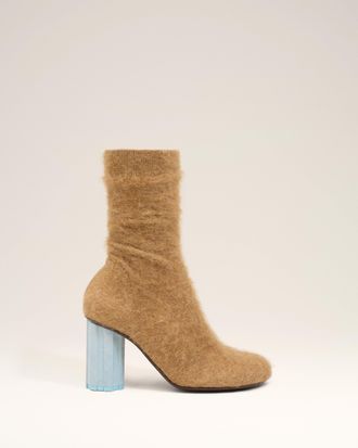 Ami Brown Mohair Knit Piano Ankle Boots Brown - 37 - for Women