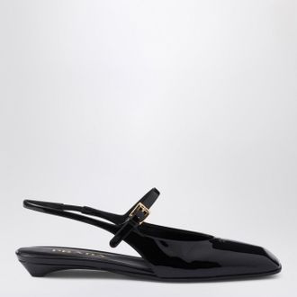 Prada Black patent leather slingback ballerina