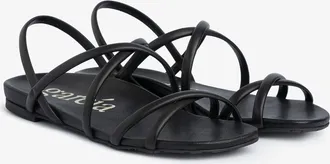 Pedro Garcia Flat strappy sandal in black leather| Biddy | Fall winter 25 | PEDRO GARCIA