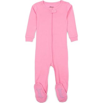 Leveret Footed Solid Cotton Matching Family Pajamas in Light Pink at Nordstrom, Size 12-18M
